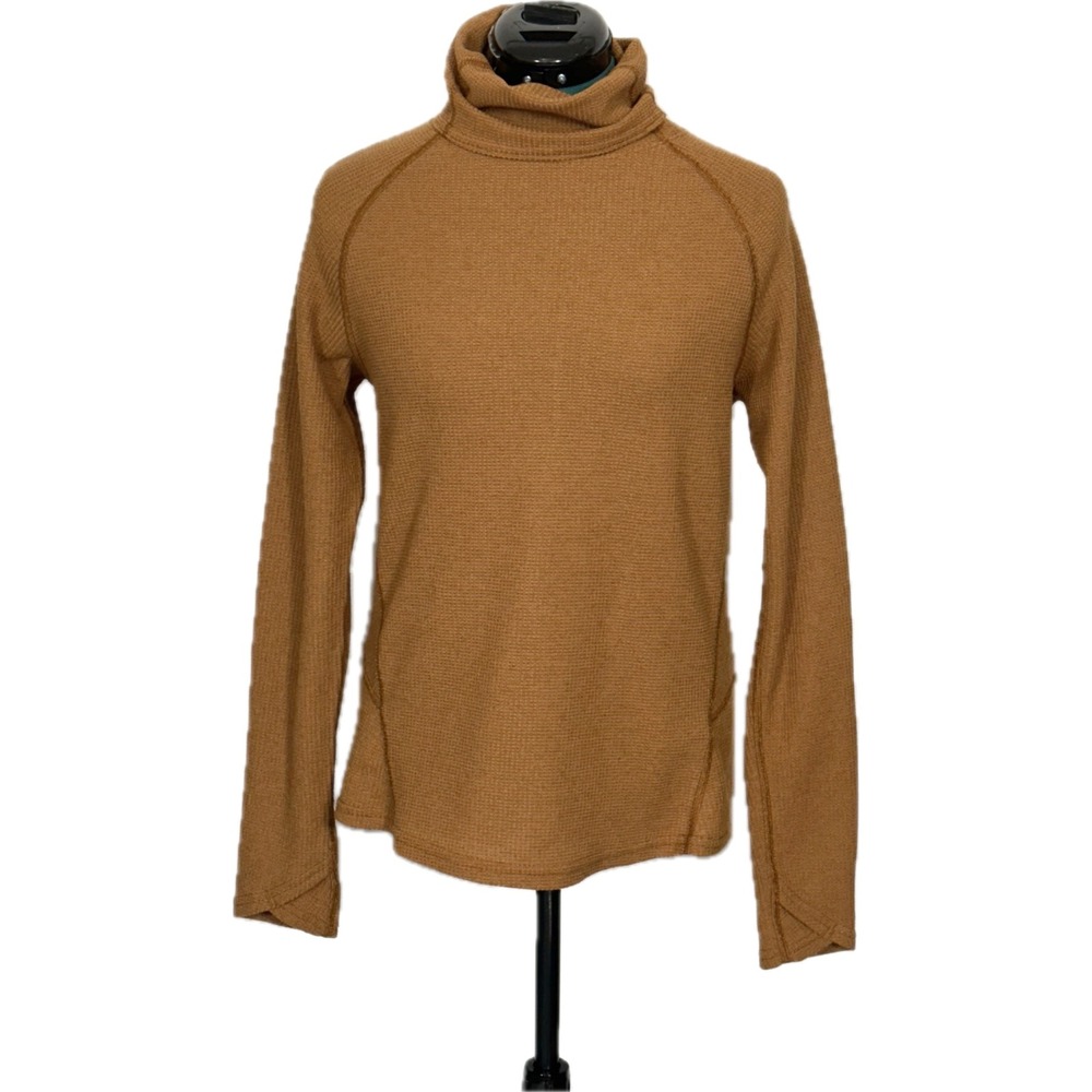 KUHL Petra Turtleneck Medium Rust Orange Waffle Knit Long Sleeve Top 8066